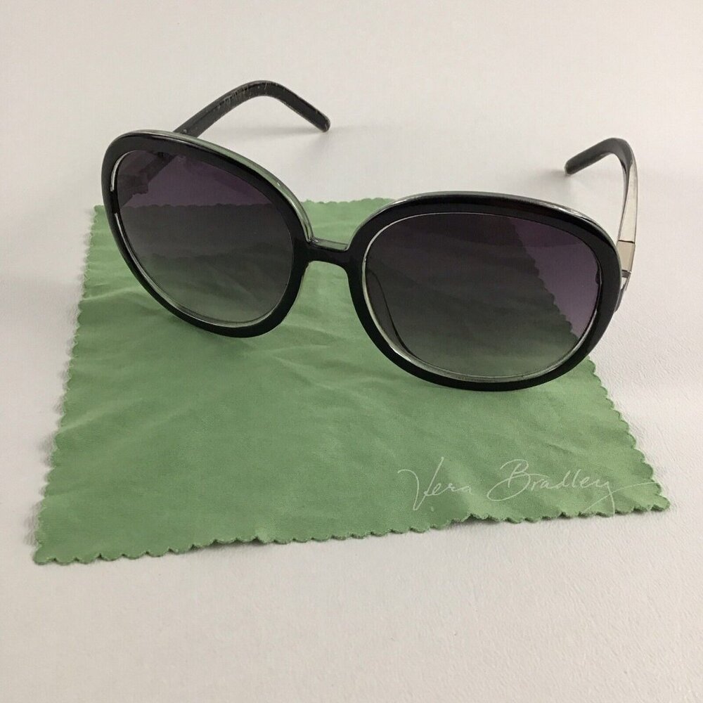 Vera Bradley Sunglasses Oversized Round Black Fashion Eyewear Womens